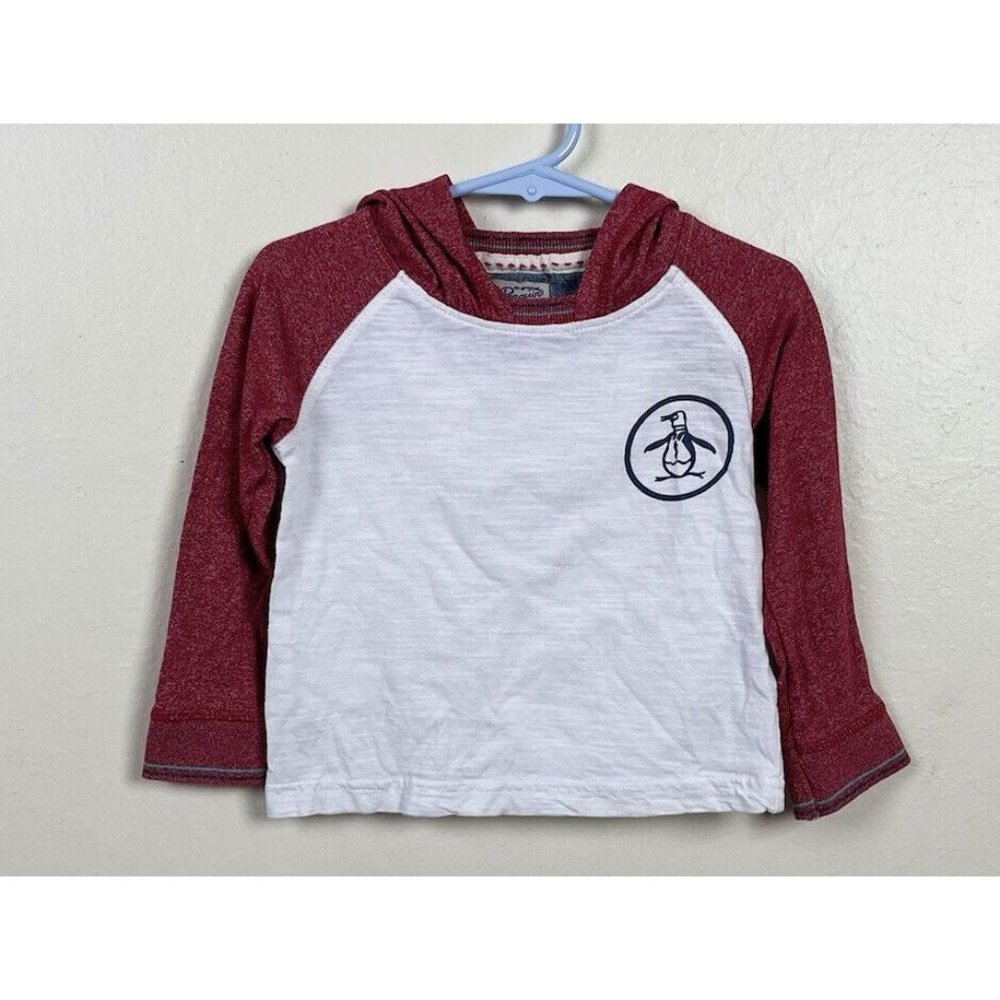 Penguin Munsingwear Boys Hooded Long Sleeve Shirt Logo White Red 2 24m 24 Months
